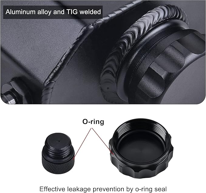 EVIL ENERGY Coolant Overflow Tank, Aluminum Coolant Reservoir Tank with Hose Kits, Reservoir Expansion Tanks Universal 1L