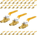 30-Pack Foskan 1/2 Inch PEX Crimp Full Port Ball Valve with Yellow Handle, Brass Quarter Turn Shut-off Valve for PEX Tubing