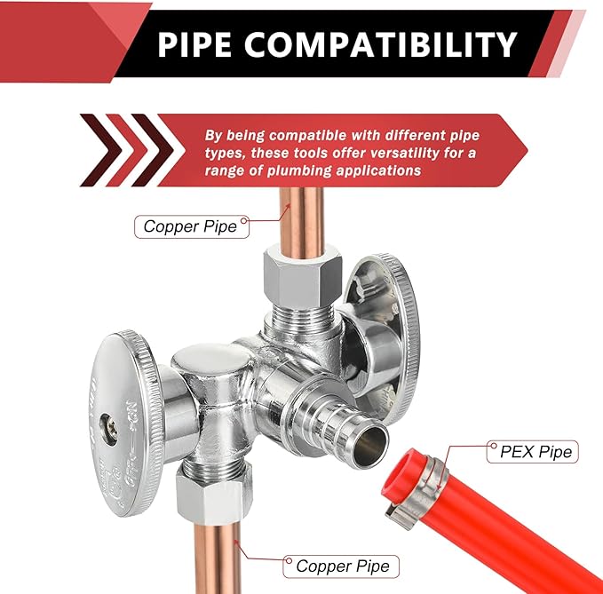 EFIELD 1/4 Turn Dual Compression Outlet Angle Stop Valve with 2 Shut Off Valve/Handles, 1/2" Barb Crimp Pex Pipe Inlet X (3/8 inch x 3/8 inch),Pack of 1 Brass,(VALVE175)