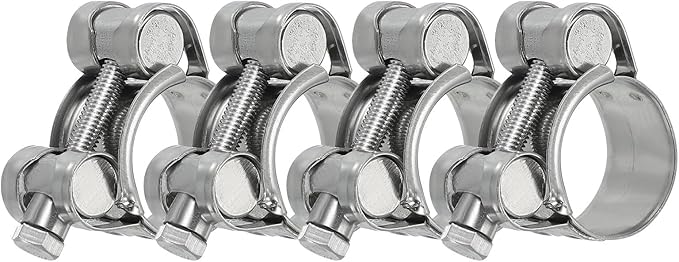 PATIKIL 23-25mm T-Bolt Hose Clamp, 4 Pack Intercooler Pipe Tube Clamps 304 Stainless Steel Radiator Hose Clamp for 0.91"-0.98" Pipe