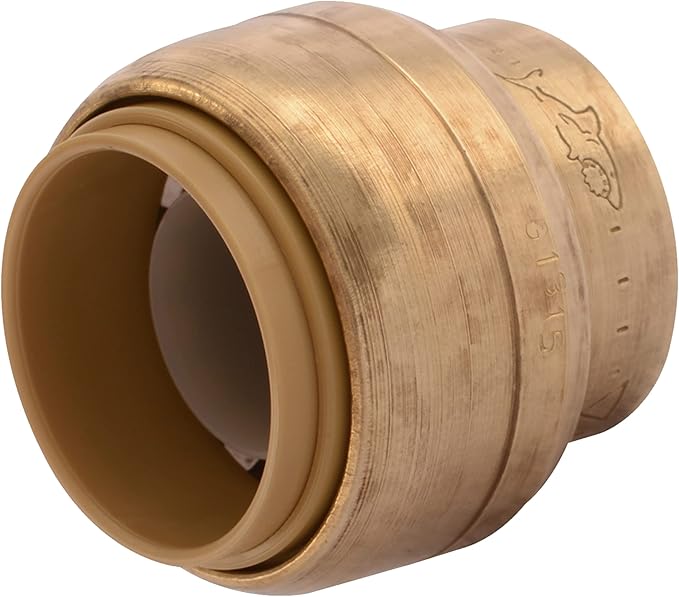 SharkBite 3/4 Inch Push Cap, Push to Connect Brass Plumbing Fitting, PEX Pipe, Copper, CPVC, PE-RT, HDPE, U518LFA