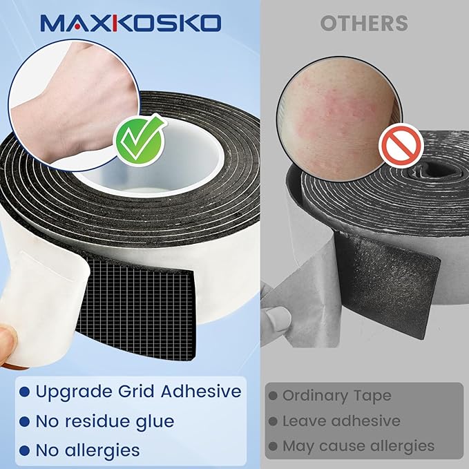 MAXKOSKO Pipe Insulation Tape, 2PCS 13 Ft x 2 in Outdoor Water Pipe Wrap Insulation Roll, Foam Insulated Wrap Self-Adhesive for Pipe Freeze Protection, Heat Tape for Water Pipes, Copper PVC AC Line