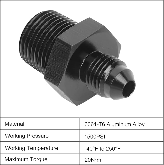 EVIL ENERGY 4AN Male Flare to 3/8" NPT Pipe Fitting Adapter Straight Aluminum Black 2pcs