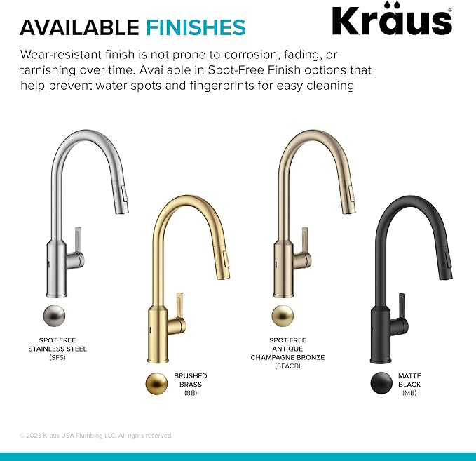 KRAUS Oletto Touchless Sensor Pull-Down Single Handle Kitchen Faucet in Spot-Free Stainless Steel, KSF-2830SFS