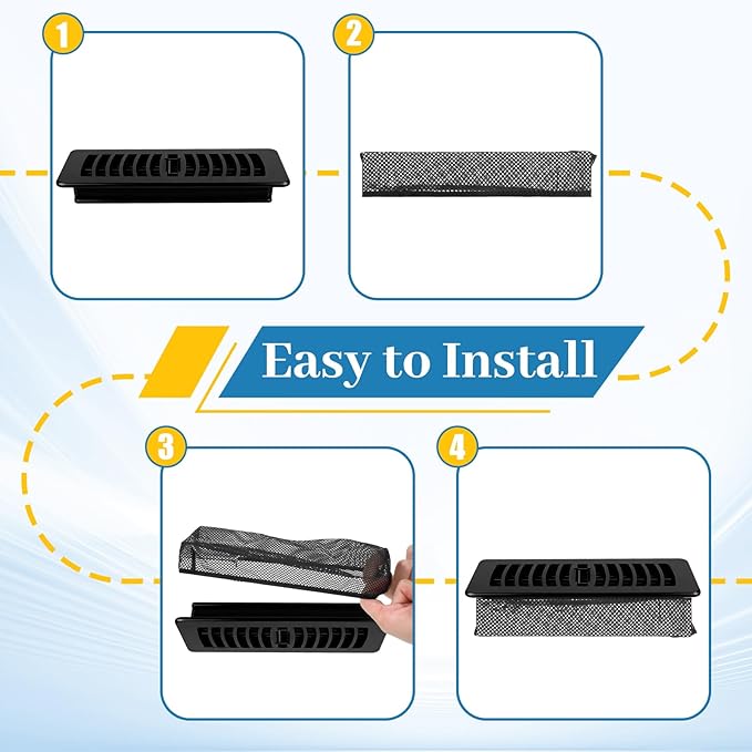 SHENLIU 20Pcs 4 x 10 Inch Floor Register Cover Trap, Floor Air Vent Cover Screen for Home Air Vent Filters Mesh Filters Net Trap Keeps Pet Hair, Food Out
