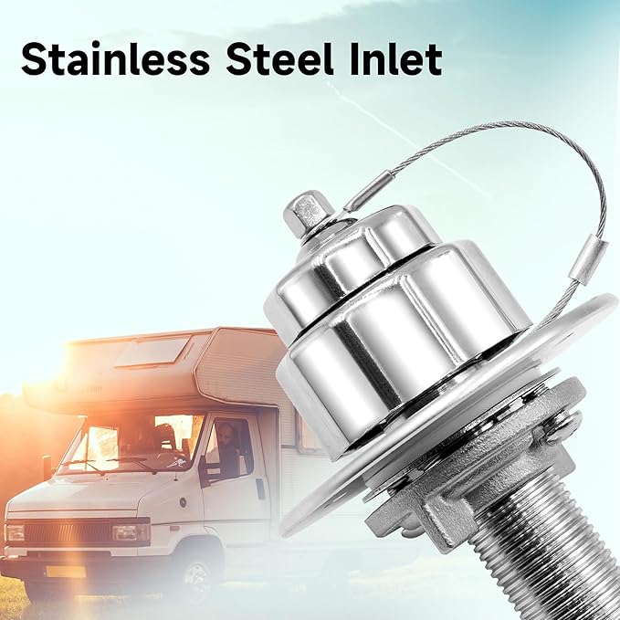 Stainless Steel RV Water Inlet with Quick Connector & 90-Degree Elbow, Leak-Free, Durable for RV, Camper, Boat, Motorhome, Easy Installation, Upgrade Replacement for Water Hookup