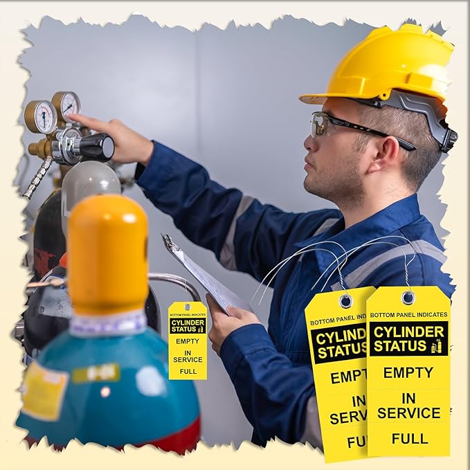 50 Pack Cylinder Status Sign Tags 2.4 X 4.7 Inch Empty in Service Full 3-Part Perforated Labels with Pre-Attached Wires for Checking The State of The Cylinder (50)