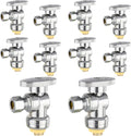 HeSun 10-PCs Push-Fit Angle Stop Valve, 1/2" Push x 1/4" OD Compression Angle Stop, 1/4 Turn Water Shut Off Valve for Bathroom with Disconnect Clip Tool