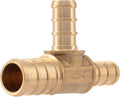 SharkBite 1/2 Inch x 3/8 Inch x 3/8 Inch Crimp Reducing Tee, Brass Plumbing Fitting, PEX Pipe, PE-RT, UC452LFA