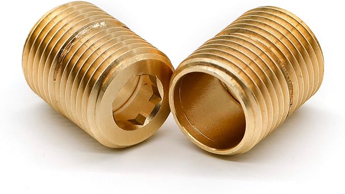 (2 pcs) Brass Pipe Adapter Plumbing, G Thread 1/2" Male to NPT Thread 1/2" Male Pipe Fitting Adapter, 1 inch Length, Seamless and Leakproof (1" Length)