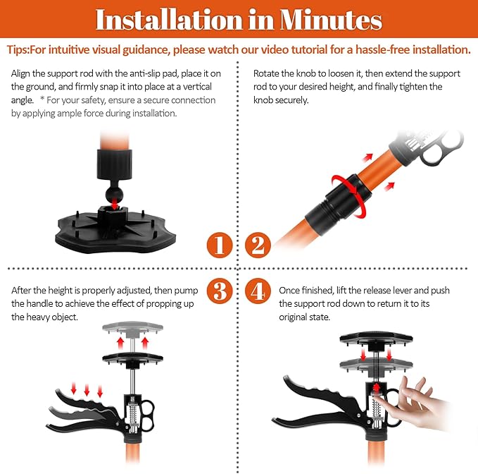 Cabinet Jacks for Installing Cabinets, 13.8-23.6 inches Adjustable Support Pole with 360° Rotation, Third Hand Tool Support System with 88 lbs Capacity for Drywall Jack (2 Pack)