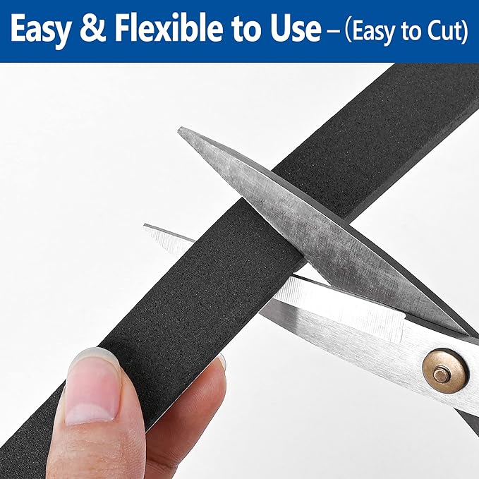 Kikerike Self Adhesive Foam Tape Weatherstrip 1/2In x 1/8In x 13Ft High Density Foam Insulation Strips Seal Weather Stripping with Strong Adhesive for Door and Window Sound Isolation Soundproofing