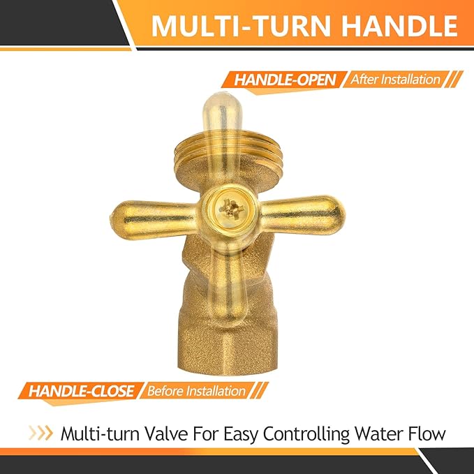 HeSun 20-Pack Brass No-Kink Hose Bibb Valve, 3/4" FIP Inlet x 3/4" MHT Outlet, Garden Hose Faucet/Valve(BIBCOCK010-20)