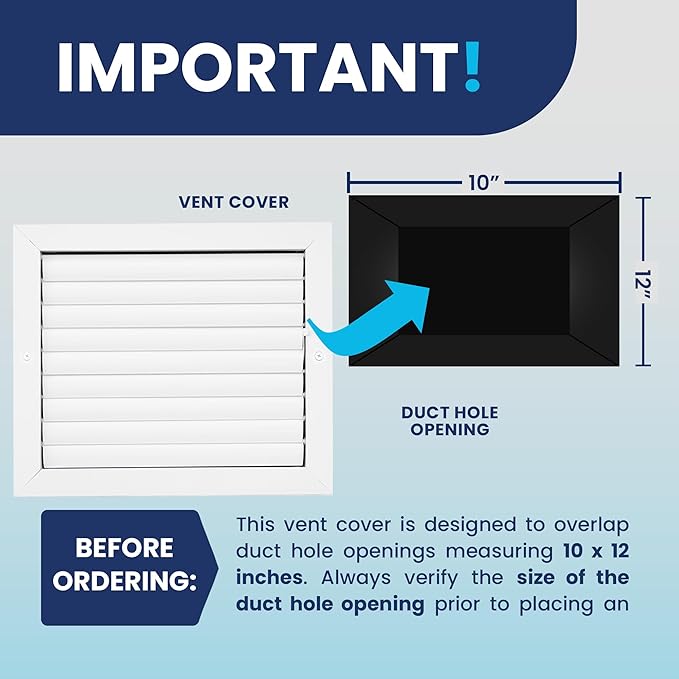 10x12 Inch (Duct Opening) Aluminum 1-Way Air Flow Vent – HVAC Vent Cover for Wall or Ceiling – Quiet HVAC Wall Register with Multi-Shutter Damper – Adjustable Curved Blade - Plastic Seal for Tight Fit