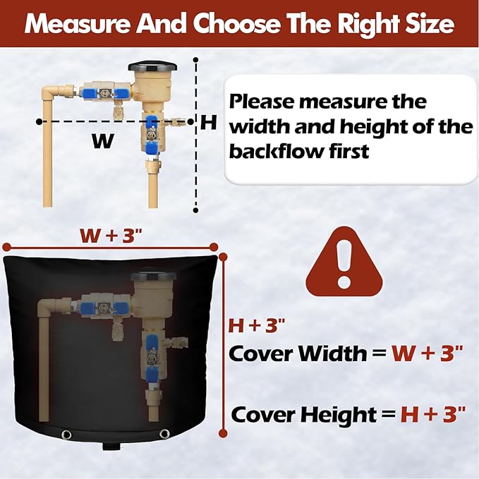 SUNICO Backflow Preventer Insulation Cover (5°F) - 5-Layer Upgrade Insulated Design Sprinkler Covers for Outside,24" W X 26" H, Backflow Insulation Cover for Sprinkler Valve ,Winter Freeze Protection