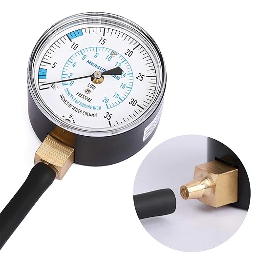 MEASUREMAN Natural Gas or LP Gas Manifold Pressure Test Kit, 0-35 "W.C., 1/4" NPT, 40" Length Hose