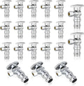 20-Pack GUOFIS Angle Stop Valve,1/2" Nominal Press Inlet x 3/8" OD Compression Outlet,1/4-Turn Shut-off Valve for Potable Water(Chrome Plated)(VALVE393-20Pack)