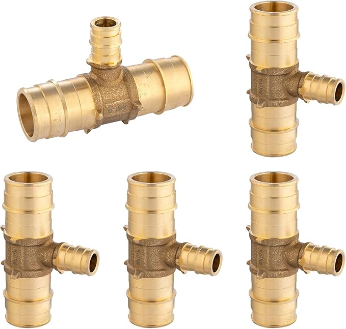 5-Pack HeSun PEX-A Fitting, 1"x1"x1/2" Expansion Tee, PEX Expansion Fitting Tee, ASTM F1960(PEX1960049-5)