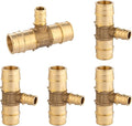 5-Pack HeSun PEX-A Fitting, 1"x1"x1/2" Expansion Tee, PEX Expansion Fitting Tee, ASTM F1960(PEX1960049-5)