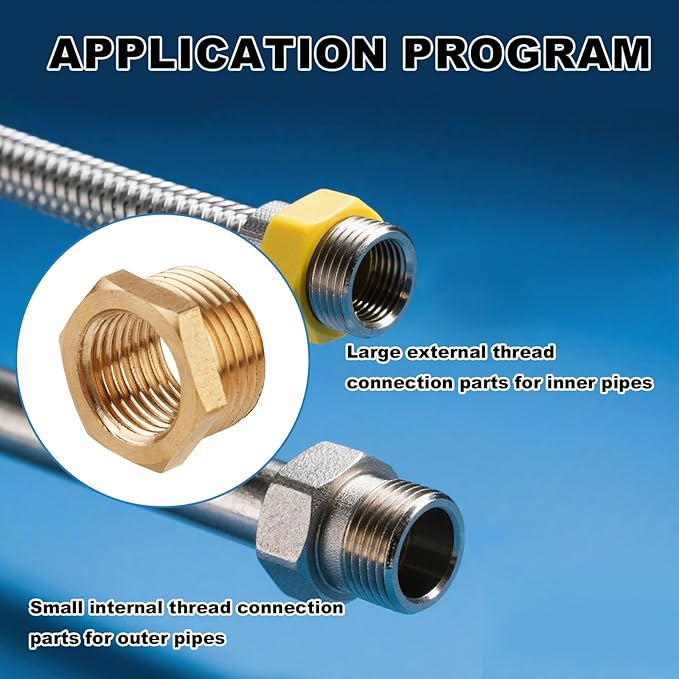 36pcs 1/4 Inch to 1/8 Inch NPT Female Reducer Hex Bushing, Brass Reducer Hex Bushing Heavy Duty Threaded Pipe Fitting Adapter for Plumbing Gas Hydraulic Systems