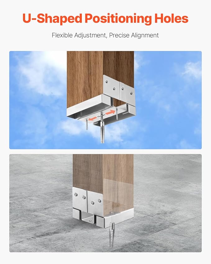 VEVOR 6x6 Post Base 10 Pcs, Inner Size 5.49x5.57inch/139.5x141.5mm Concrete Post Anchor, Heavy-Duty Zinc-Plated Carbon Steel Posts Brackets with 1 Inch Standoff Elevation, for Concrete Pergolas Patio