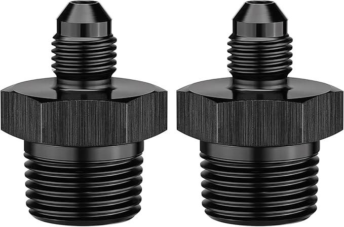 EVIL ENERGY 3AN Male Flare to 3/8" NPT Pipe Fitting Adapter Straight Aluminum Black 2PCS