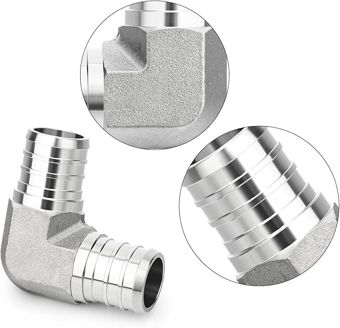 TAISHER 2PCS 304 Stainless Steel 90 Degree Elbow Pex Fittings, 1" Pex Fitting With 4PCS Hose Clamp For Pex Tubing Pipe
