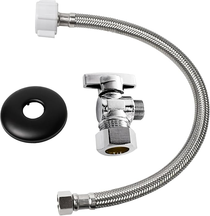 Toilet Connector Plumbing kit，Complete Toilet Set Valve, 1/2 inch NOM Inlet x 3/8 inch OD Compression Outlet Angle Shut Off