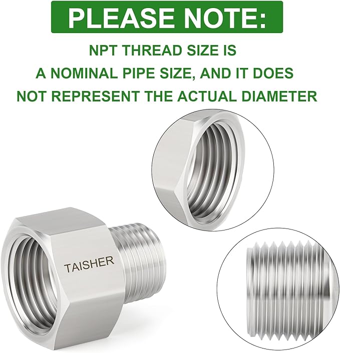 TAISHER 5PCS 304 Stainless Steel Garden Hose Adapter, 3/4" GHT Female x 1/2" NPT Male Garden Hose Connector with Washers