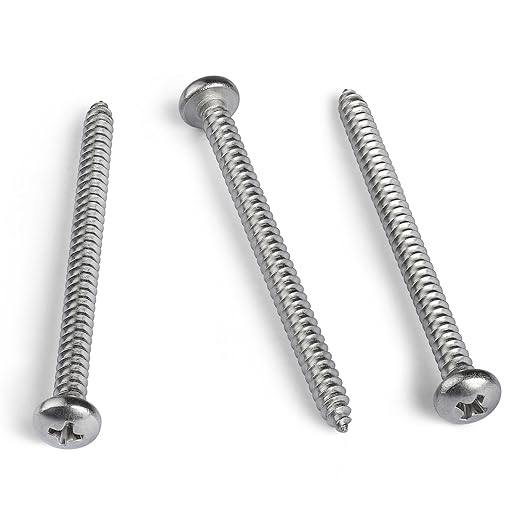 #10 x 1-1/4 Inch Pan Head Wood Screws, Phillips Drive, Stainless Steel 304 (18-8), Self Tapping for Wood, Sheet Metal Screws, 100 Pack