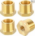 5 Pack Brass Pipe Fittings, 1/2" Male NPT to 1/8" FeMale NPT Brass Hex Bushing Reducer, Hose Tube Threaded Adapter Suitable for Air, Oil, LP, Gas