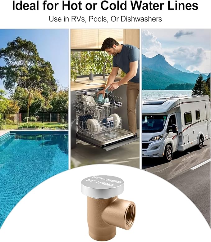 3/4" Vacuum Breaker with Female NPT Inlet and Outlet Replace LF288A, 125 PSI 180°F Lead-Free Backflow Preventer for Outdoor Faucet Garden Hose Irrigation System Low-Flow Applications