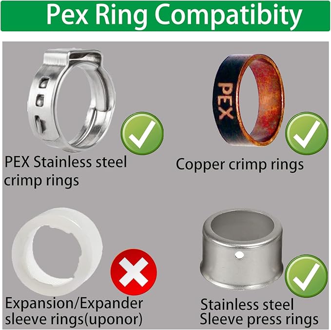 WHK 12 PACK 3/4" X 3/4" X 1/2" PEX Reducing Tee Crimp fittings to apply for Pex B (Lead-Free Brass)