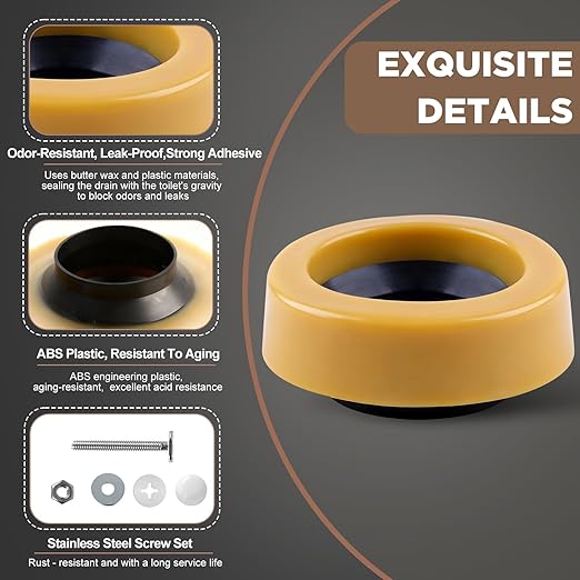 Wax Ring for Toilet Extra Thick, 2Pcs Universal Toilet Wax Ring Replacement Kit with Flange & Bolts, Toilet Ring Seal Bowl Wax for Floor Outlet Toilets New Install or Re-seat, Fit 3" or 4" Waste Lines