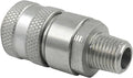 PD243 Series PD Steel Test Port and Diagnostic Equipment Quick Coupler with Male Pipe Thread, 1/8" Body Size, 1/4"-18 NPTF Thread Size, 2.1" Length