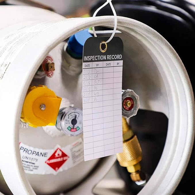 Juvale Inspection Tags for Equipment - 24-Pack, 6 x 3 in White PVC - Waterproof & Rip-Resistant with Eyelets & Cable Ties - Maintenance Log Sticker & Monthly Inspection Tags