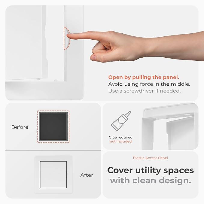 4x4 Inch White Access Panel – ABS Plastic Rectangular Wall & Ceiling Access Door for Plumbing Electrical HVAC – Easy Install Indoor Panel for Drywall Home Improvement and Maintenance