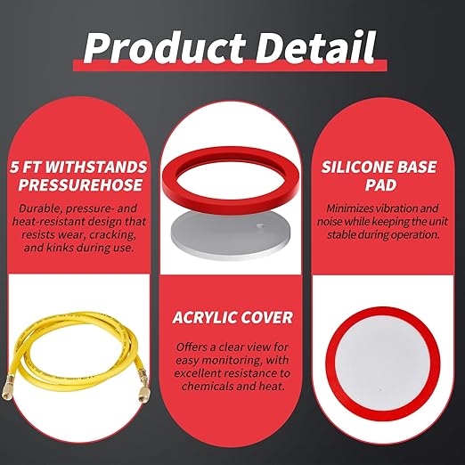 1.5 Gallon Vacuum Chamber Kit with 3.5 CFM Vacuum Pump, Stainless Steel Degassing Chamber with Acrylic Lid, Hose, for Resin, Silicone, Epoxy and Wood Stabilizing