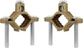 Copper Ground Clamp Set, Includes 2 Pipe/Conduit Clamps (1/2”–1”), for Ground Wire, Rebar & Water Pipe Connections
