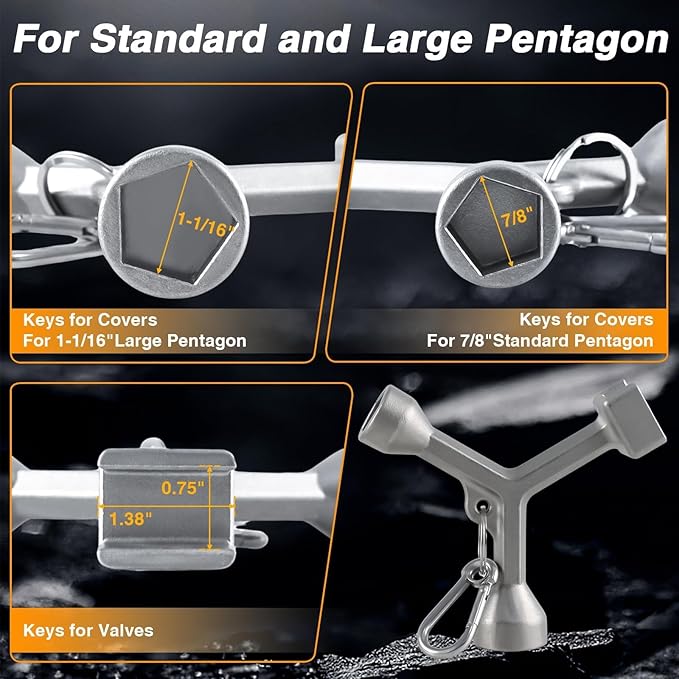 Meter Curb Box Key Wrench for Meter Pit Cover with Pentagon Nut Water Meter Valve Shut Off Tool Meter Box Covers Key Meter Pit Lids Key for Standard and Large Pentagon Bolts