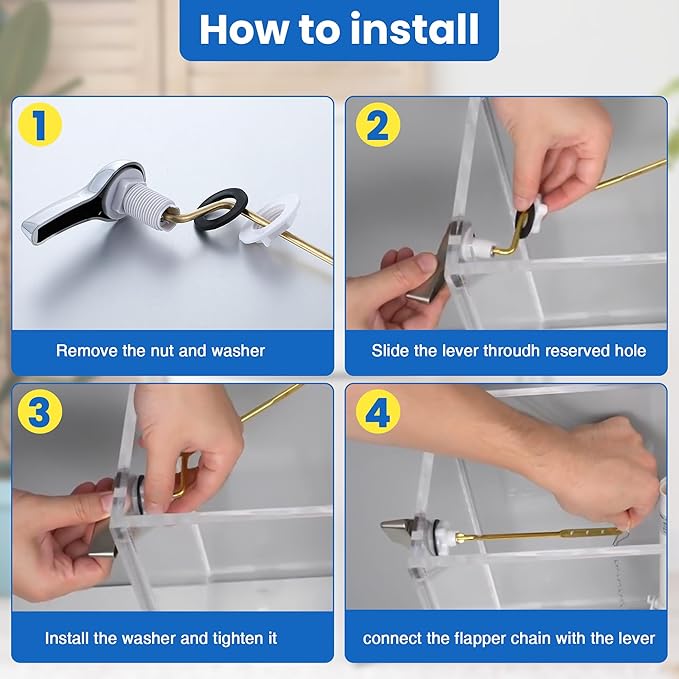 Saillong Universal Toilet Flusher Replacement Kit, Fill Valve, 2-Inch Flapper, Side Mount Handle Lever, Water-Saving, Adjustable Toilet Repair Kit Inside Tank, Easy to Install(1 Set,Dark Grey, Black)