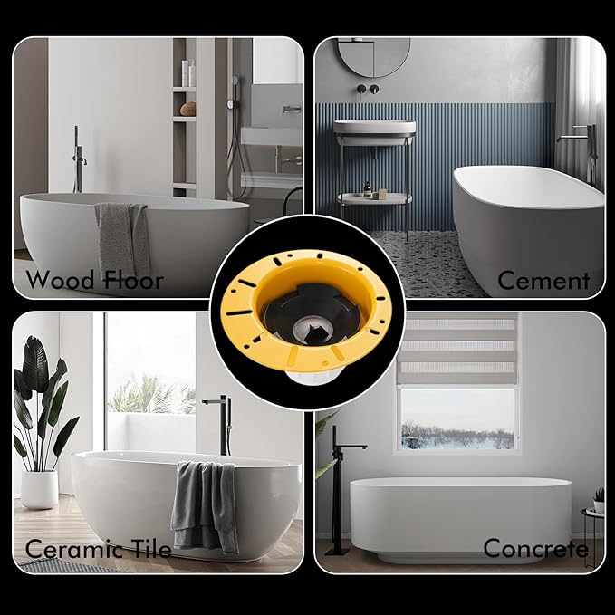 Freestanding Tub Drain Rough-in Kit, Bathtub Drain Kit with PVC Plastic Adapter and Brass Tail Pipes, Compatible for Freestanding Bathtub, Floor Mounted, Copper Bathtub, Yellow