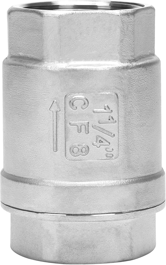 1-1/4 Inch Vertical Check Valve SUS304 Spring Loaded Check Valve in-line Low Cracking Pressure CF8M WOG 1000