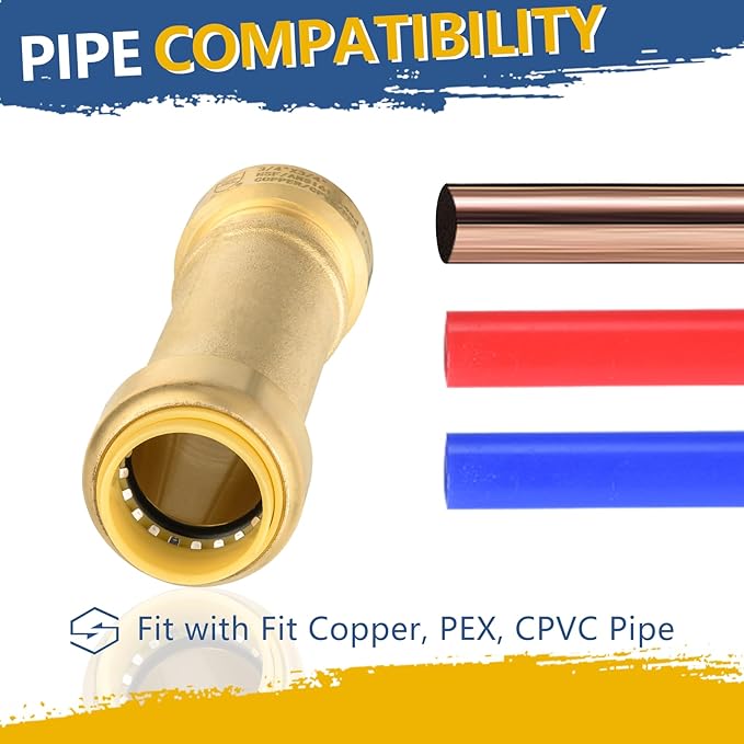 Slip Coupling,3/4 Inch Push-fit Slip/Repair Coupling with Disconnect Clip, 3/4" Push Fittings for Copper, PE-RT, CPVC Pipe(Pack of 5)