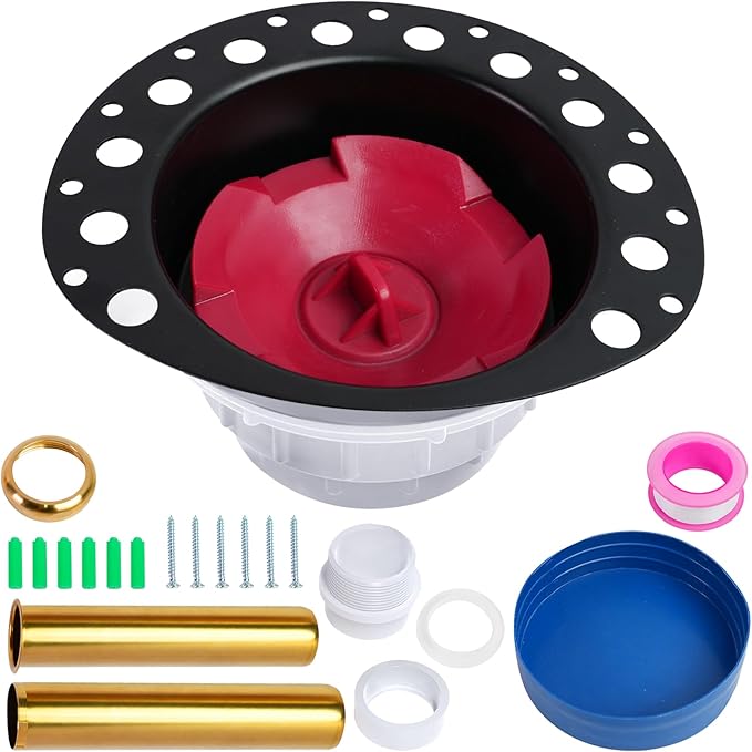 Freestanding Tub Drain Rough-in Kit, [Built to Last][Easy Installation] Bathtub Drain Kit with PVC Plastic Adapter and Brass Tail Pipes, for Freestanding, Floor Mounted, Copper Bathtub