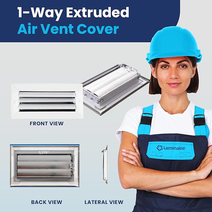 4x10 Inch (Duct Opening) Aluminum 1-Way Air Flow Vent – HVAC Vent Cover for Wall or Ceiling – Quiet HVAC Wall Register with Multi-Shutter Damper – Adjustable Curved Blade - Plastic Seal for Tight Fit