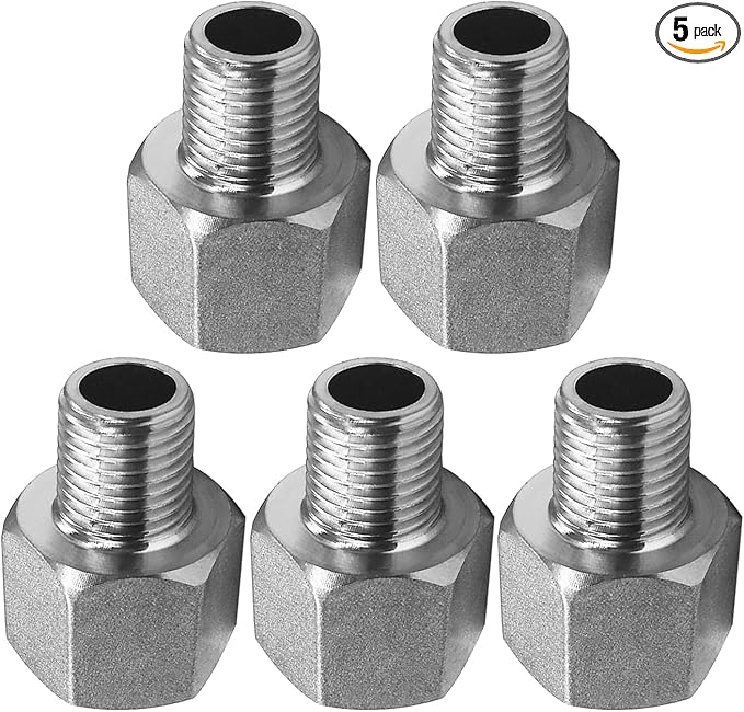 Stainless Steel Reducer Adapter 1/4" NPT Female x 1/4" NPT Male (Pack of 5)