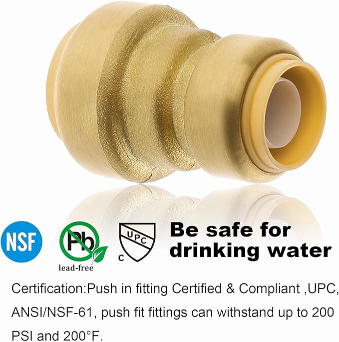 HQMPC Push Fit PEX Fittings Straight Coupling 3/4"x1, Push-to-Connect Copper, CPVC, No Lead Brass Plumbing Fittings 2PCS 3/4"x1")