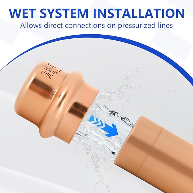 10-Pack YVSKM 1/2" Copper Press Cap, Lead-Free Copper Pipe Fitting End Cap for Press Plumbing Systems, Hot & Cold Water, HVAC & Potable Water Applications
