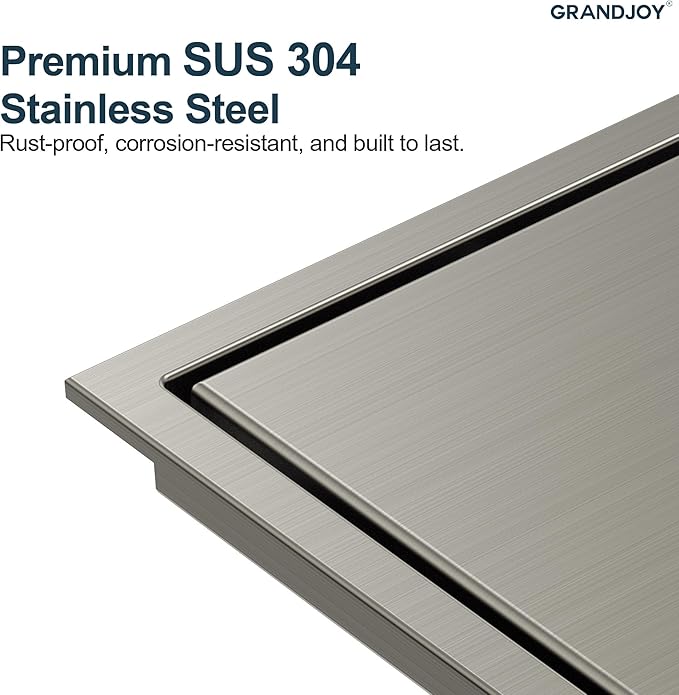 6 Inch Square Shower Floor Drain, Brushed Nickel SUS304 Stainless Steel Grid Grate with X-Shaped High Flow Channel, Anti-Clogging Hair Strainer, Standard 2" Outlet